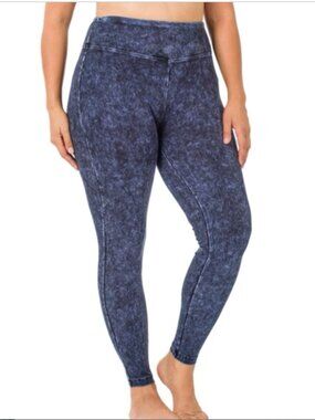 ZENANA Mineral Washed High Waist Wide Waistband Leggings 1X